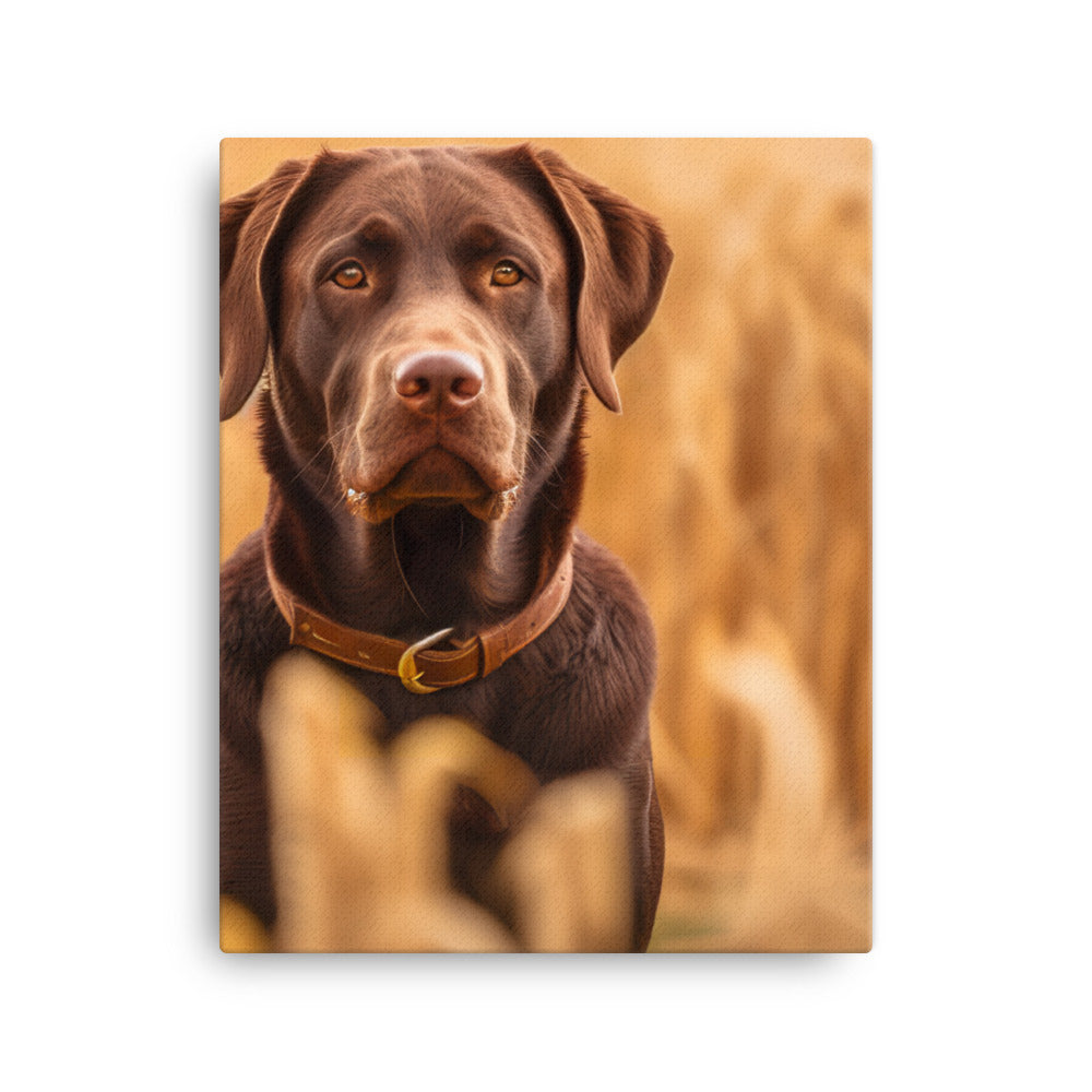 Labrador Retriever Posing in a Field Canvas - PosterfyAI.com