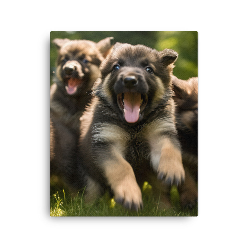 German Shepherd Puppies Canvas - PosterfyAI.com
