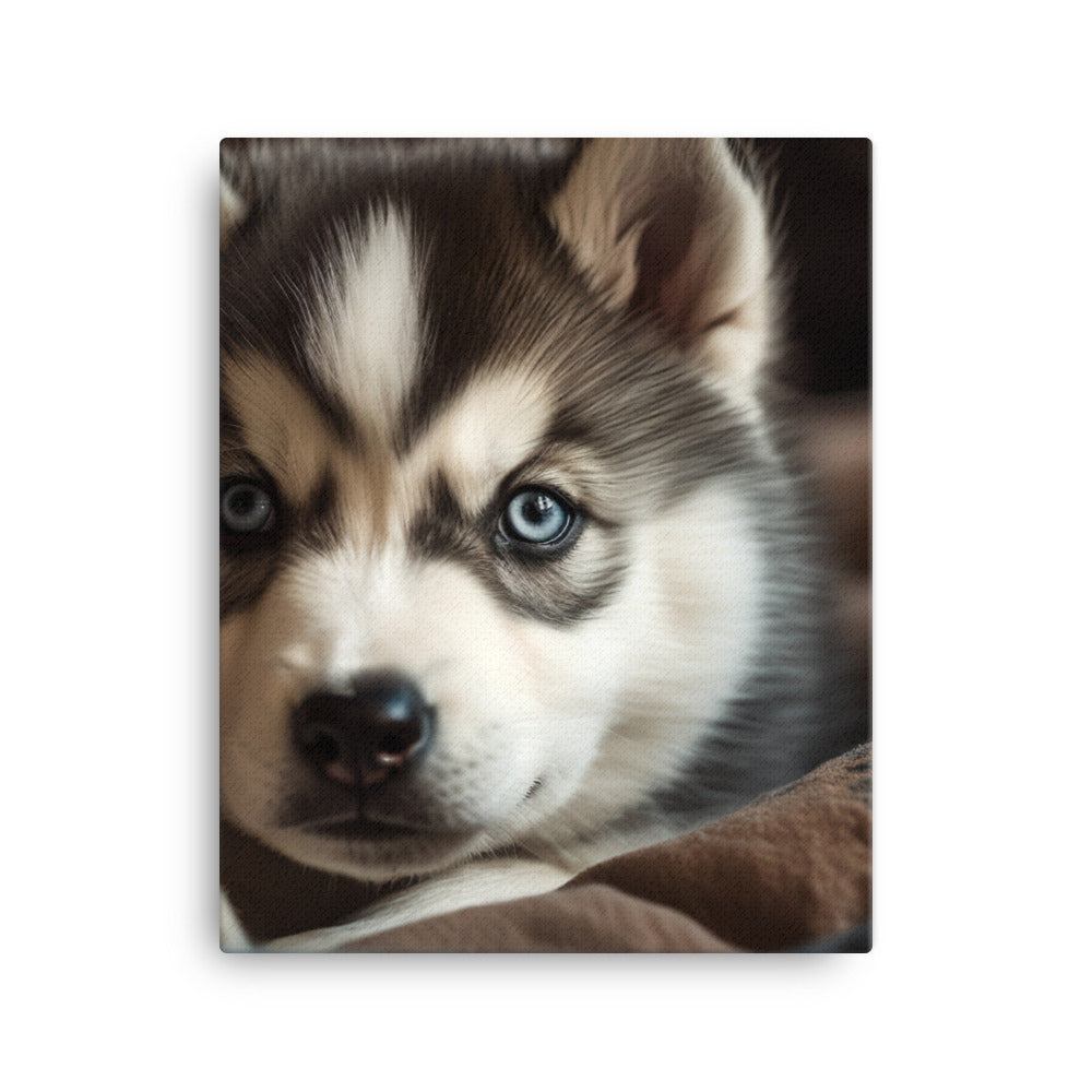 Gentle Alaskan Malamute Pup Canvas - PosterfyAI.com