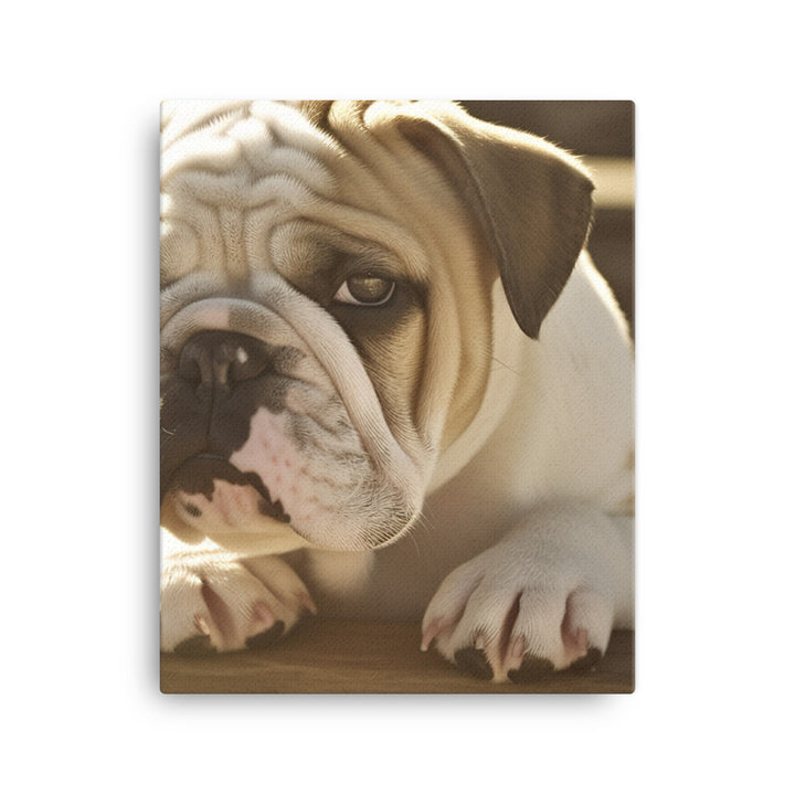 Cute Bulldog in the Sun Canvas - PosterfyAI.com