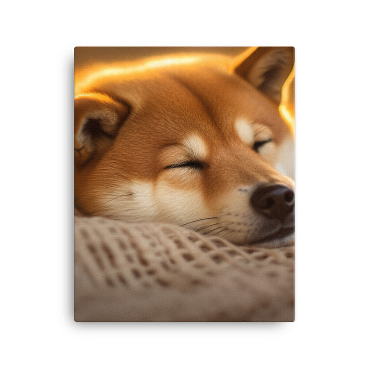 Cuddly Shiba Inu Resting Canvas - PosterfyAI.com