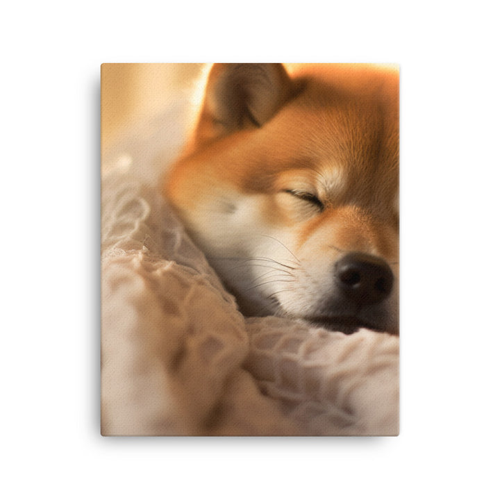 Cuddly Shiba Inu Resting Canvas - PosterfyAI.com