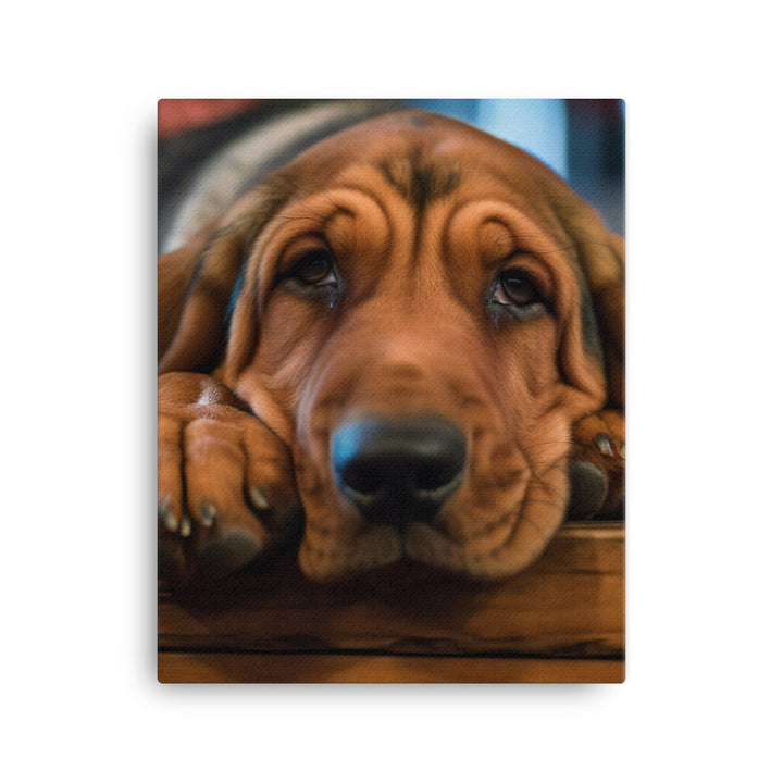 Cuddles with a Bloodhound Canvas - PosterfyAI.com