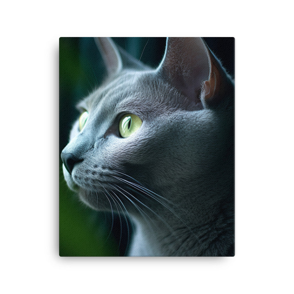 Russian Blue Cat Canvas - PosterfyAI.com