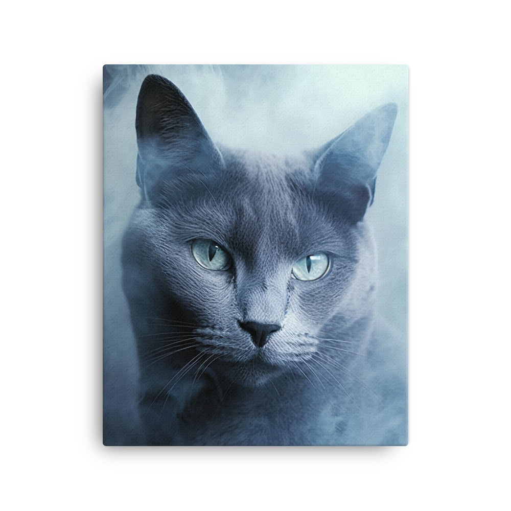 Mysterious World of Russian Blue Cat Canvas - PosterfyAI.com