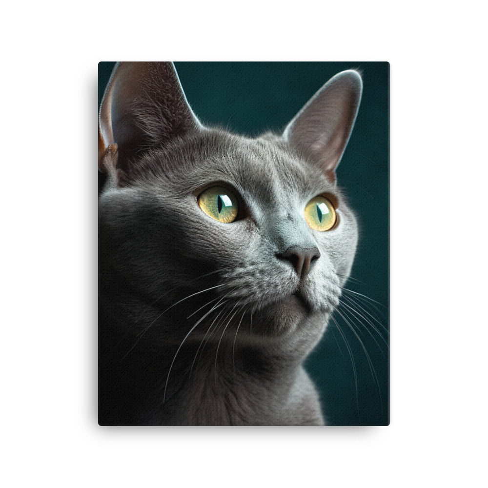 Gentle Nature of Russian Blue Cat Canvas - PosterfyAI.com