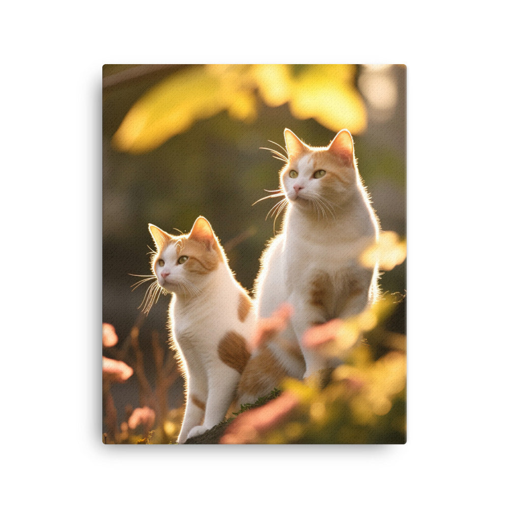 Japanese Bobtail Cat in Serene Outdoor Canvas - PosterfyAI.com