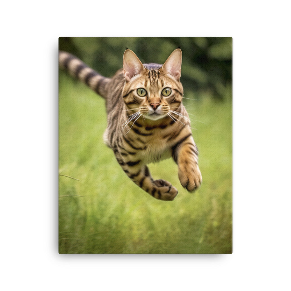 Bengal Cat Hunting Adventure Canvas - PosterfyAI.com