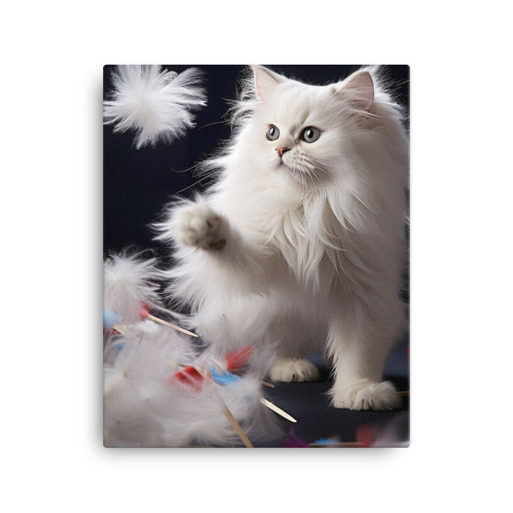 Persian Cat Playtime Canvas - PosterfyAI.com