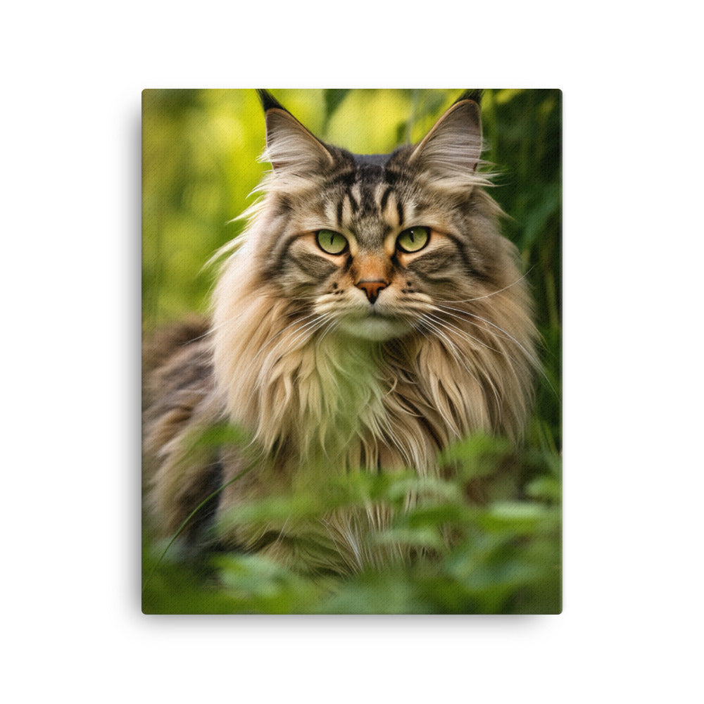 Maine Coon in Natural Habitat Canvas - PosterfyAI.com