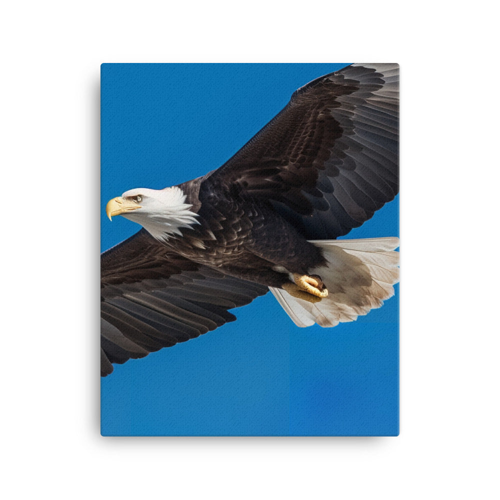 Beautiful Bald Eagle in Flight Against the Blue Sky Canvas - PosterfyAI.com
