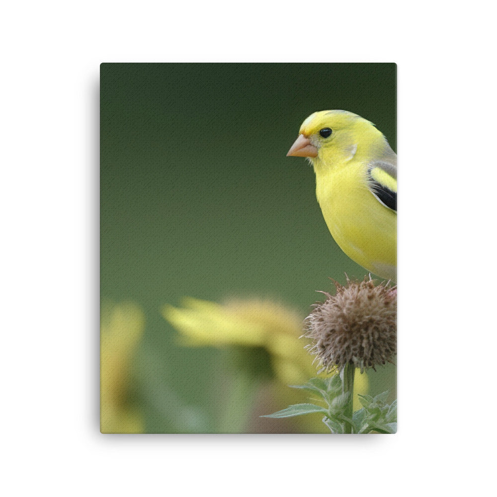 American Goldfinch in the Garden Canvas - PosterfyAI.com