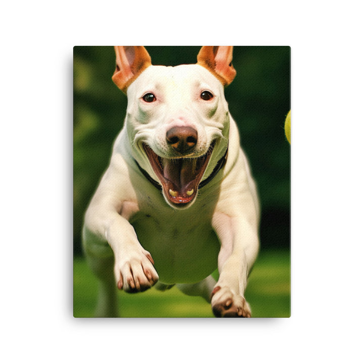 Bull Terrier at Play Canvas - PosterfyAI.com