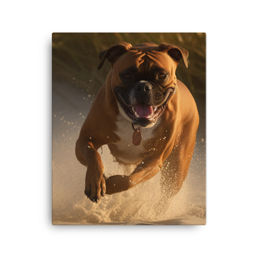 Boxer on the Beach Canvas - PosterfyAI.com