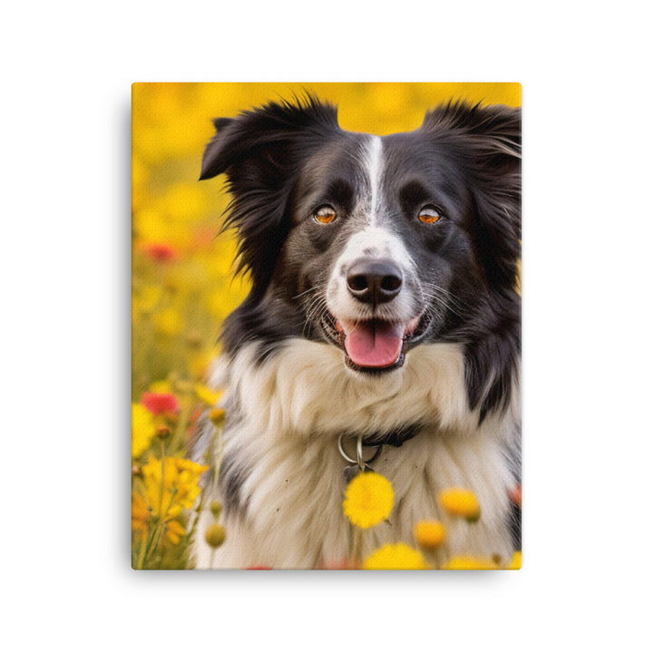 Border Collie in Bloom Canvas - PosterfyAI.com