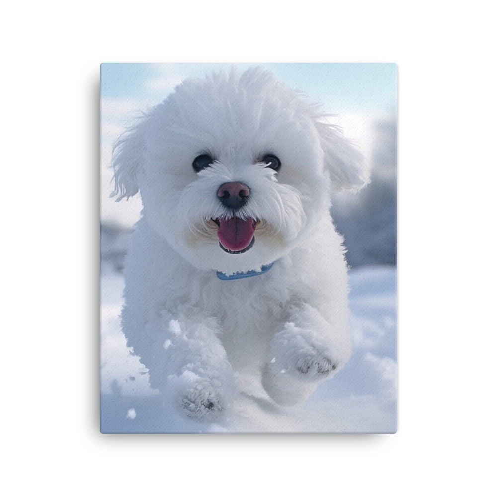 Bichon Frise in the Snow Canvas - PosterfyAI.com