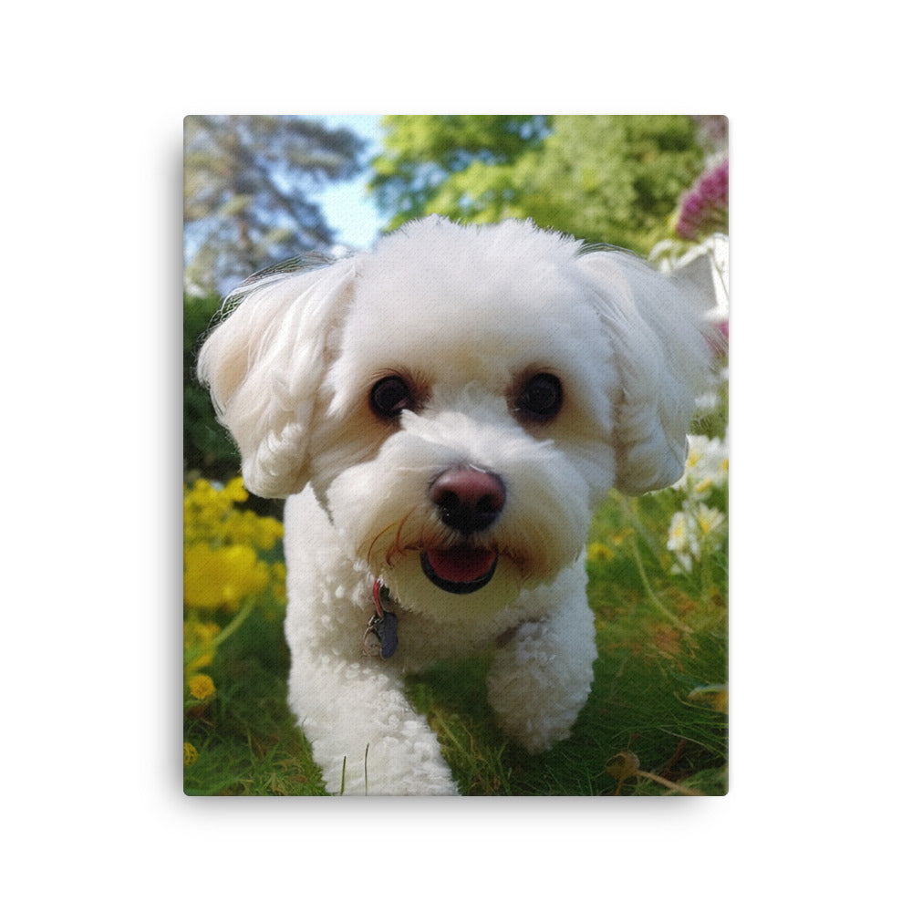 Bichon Frise in a Garden Canvas - PosterfyAI.com