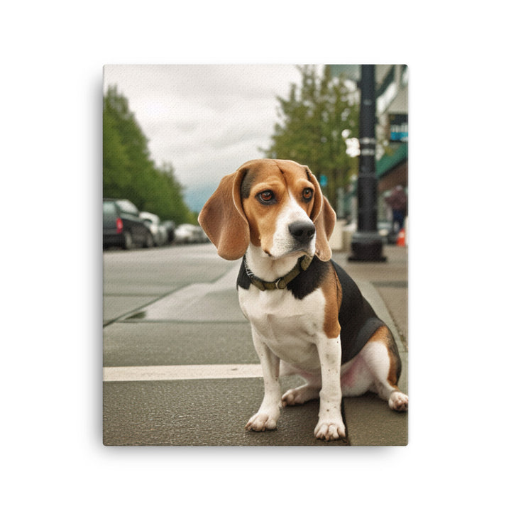 Beagle in the city Canvas - PosterfyAI.com