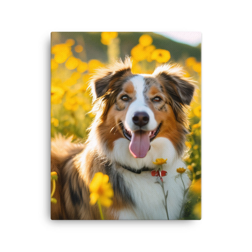 Australian Shepherd sitting Canvas - PosterfyAI.com