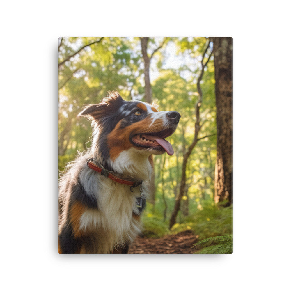 Australian Shepherd as it hikes Canvas - PosterfyAI.com