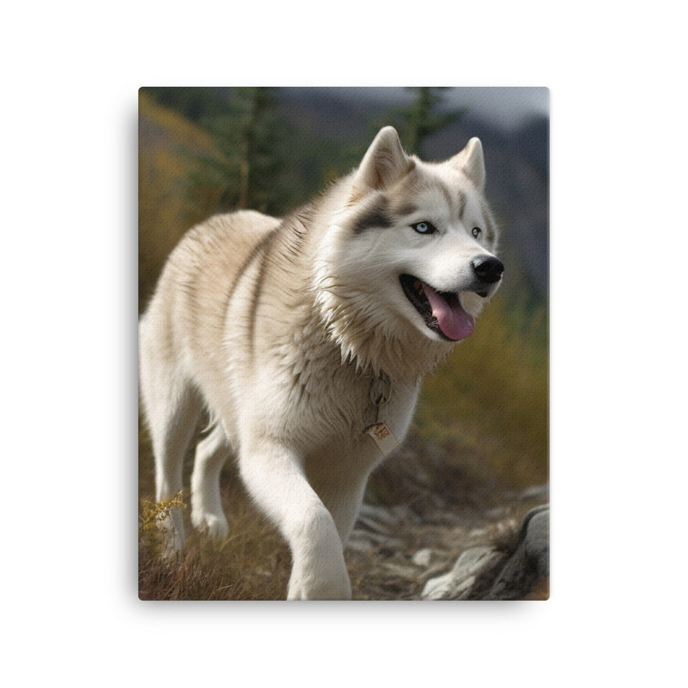 Alaskan Malamute on a Hike Canvas - PosterfyAI.com