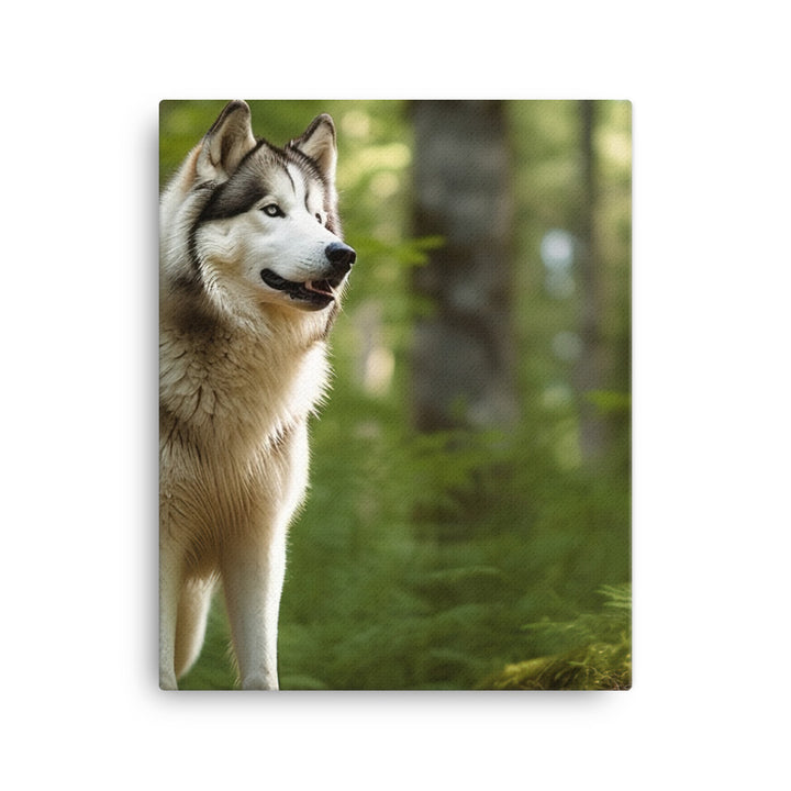 Alaskan Malamute in the Forest Canvas - PosterfyAI.com