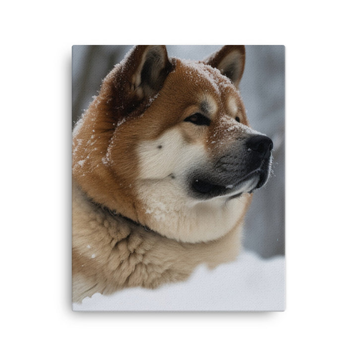 Akita in the Snow Canvas - PosterfyAI.com