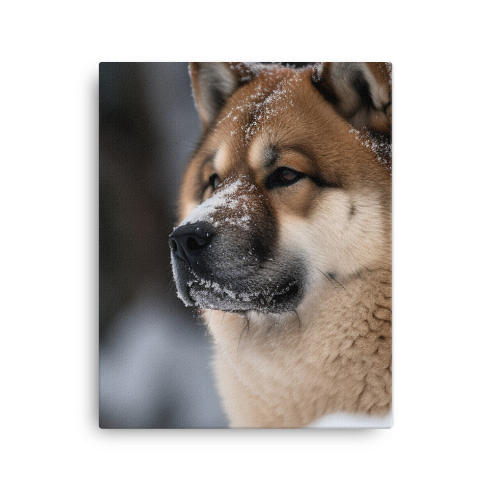 Akita in the Snow Canvas - PosterfyAI.com
