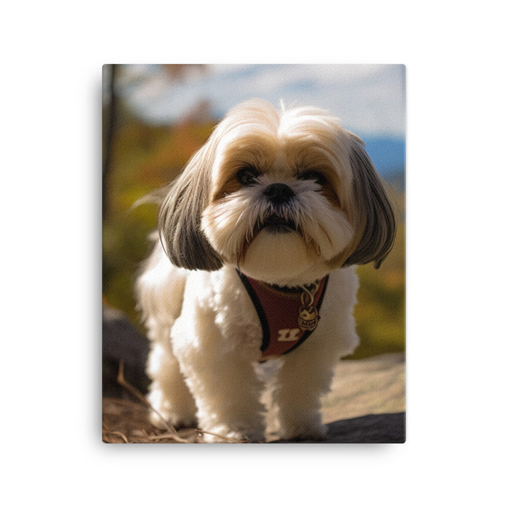 Adventurous Shih Tzu on a Hike Canvas - PosterfyAI.com