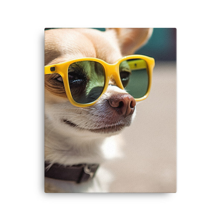 A Chihuahua wearing sunglasses Canvas - PosterfyAI.com