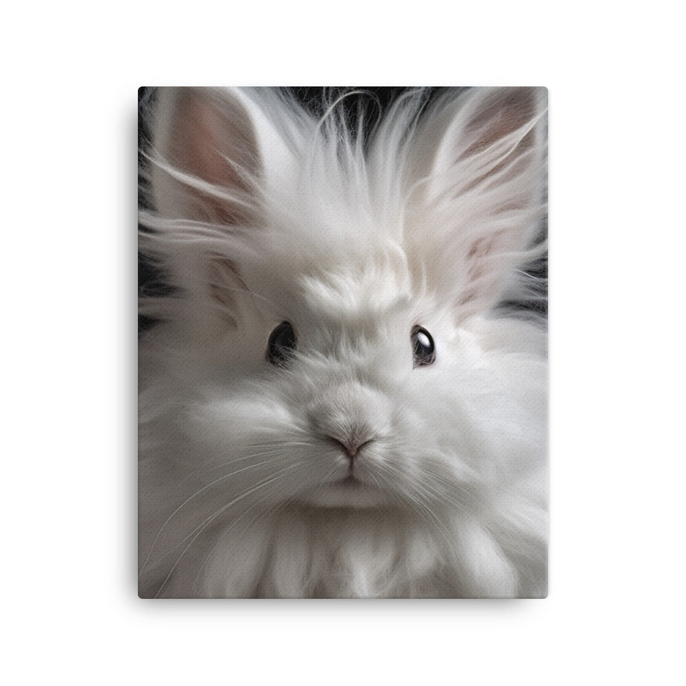 French Angora Bunnys Intricate Fur Detail Canvas - PosterfyAI.com