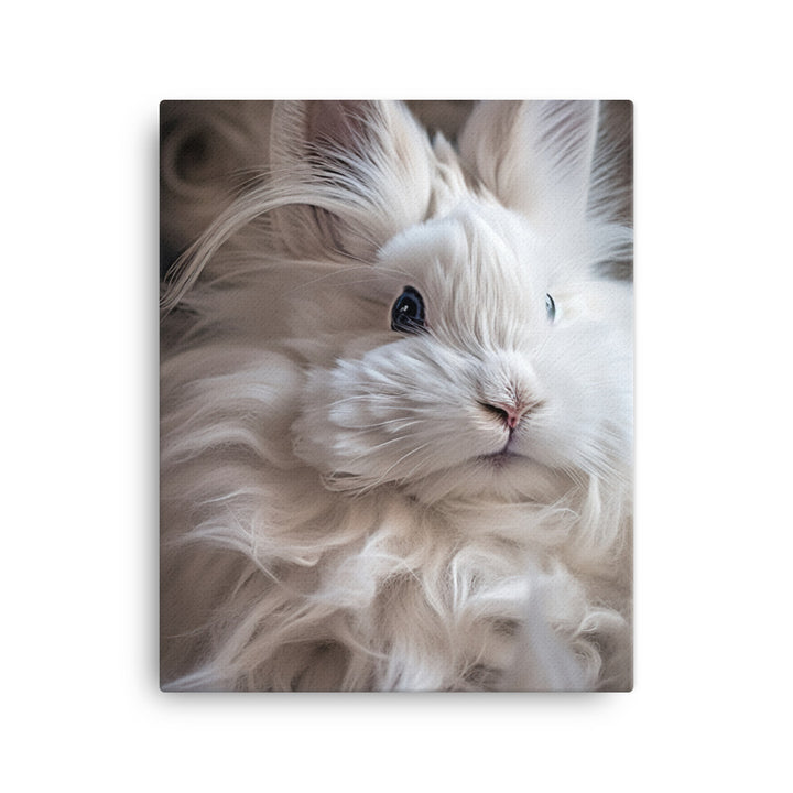 French Angora Bunnys Intricate Fur Detail Canvas - PosterfyAI.com