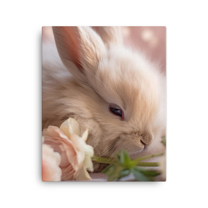 Mini Satin Bunny in Tranquil Bliss Canvas - PosterfyAI.com