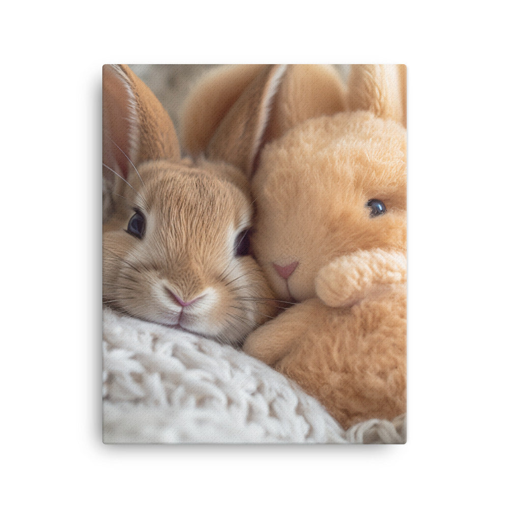 Tan Bunnys Gentle Cuddles Canvas - PosterfyAI.com