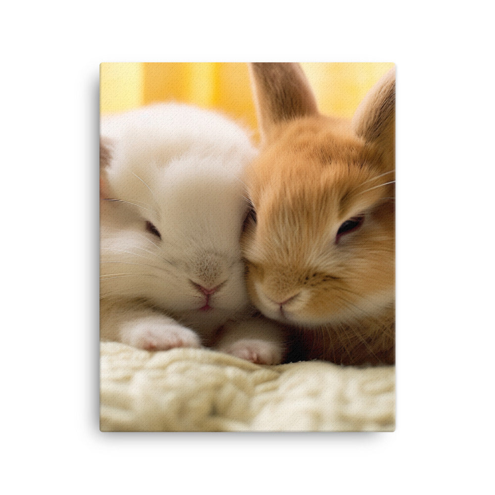 Tan Bunnys Gentle Cuddles Canvas - PosterfyAI.com