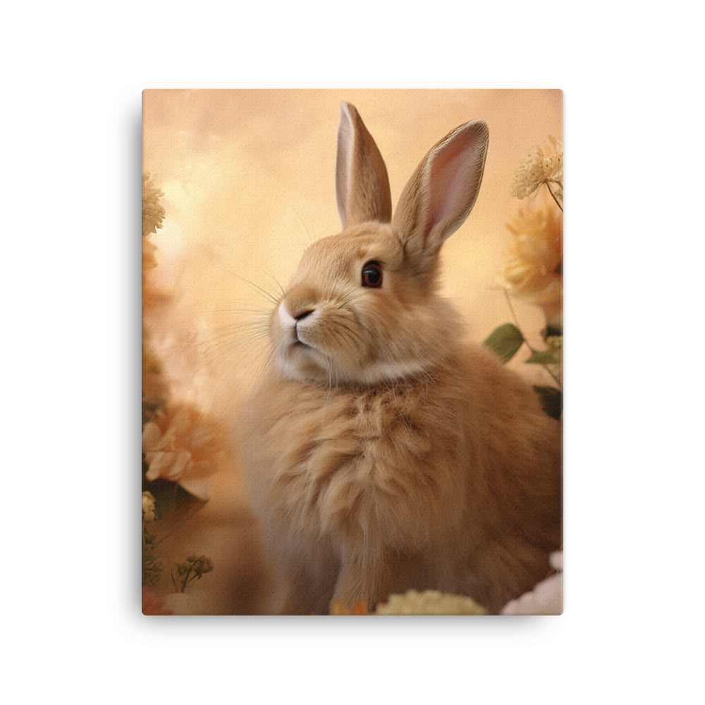 Tan Bunny in a Whimsical Wonderland Canvas - PosterfyAI.com
