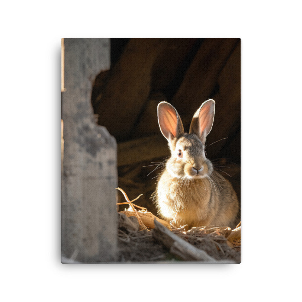 Tan Bunny Amidst Rustic Beauty Canvas - PosterfyAI.com