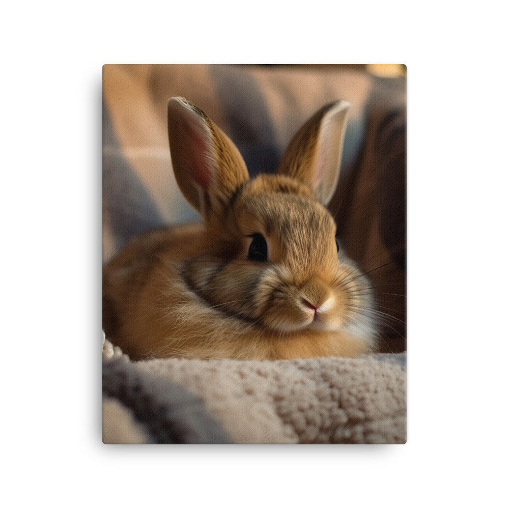 Rhinelander Bunny in a Cozy Setting Canvas - PosterfyAI.com