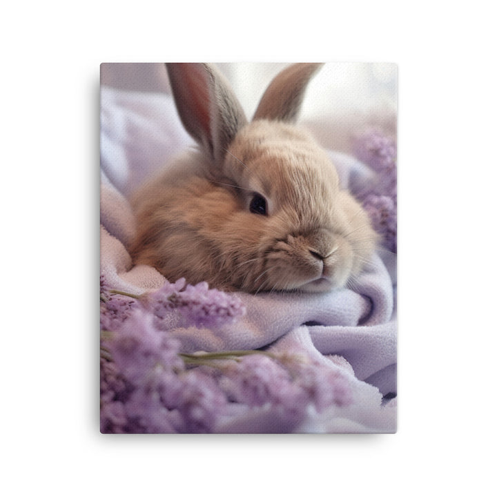 Lilac Bunny in a Cozy Setting Canvas - PosterfyAI.com