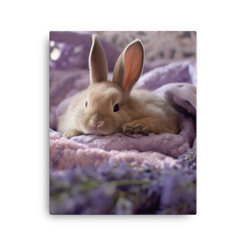 Lilac Bunny in a Cozy Setting Canvas - PosterfyAI.com