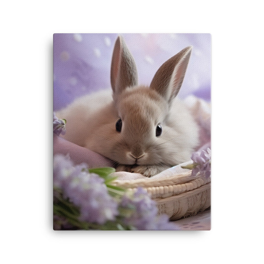 Lilac Bunny in a Cozy Setting Canvas - PosterfyAI.com