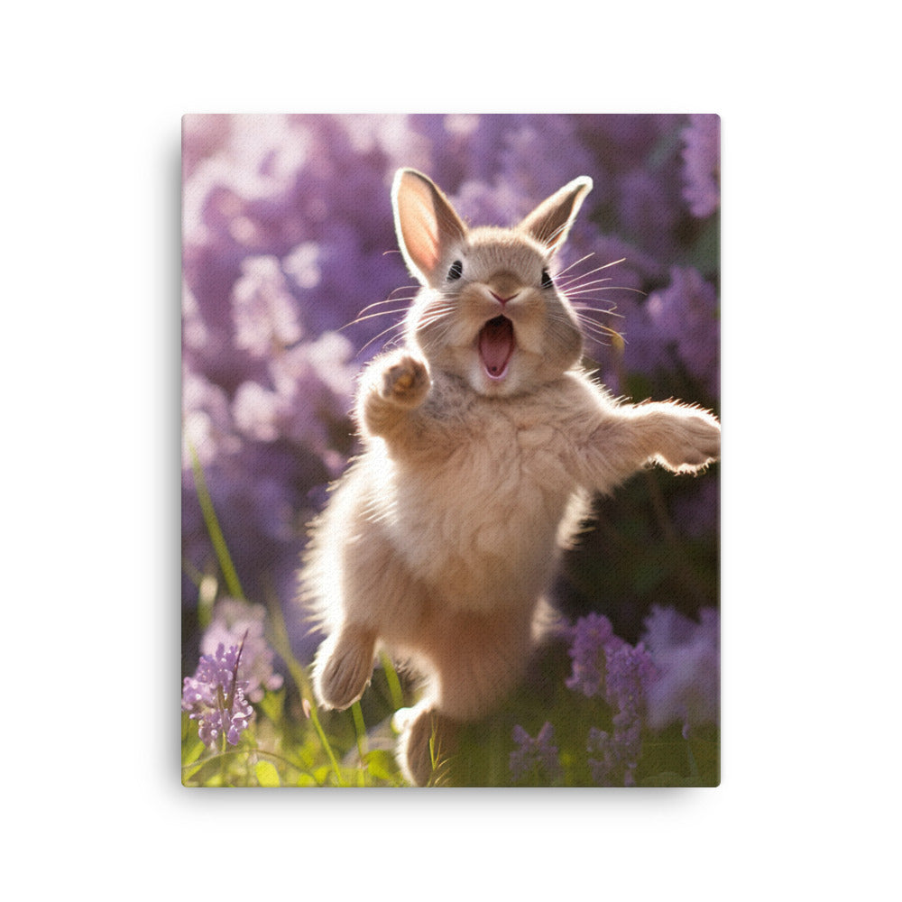 Lilac Bunny Enjoying a Playful Hop Canvas - PosterfyAI.com