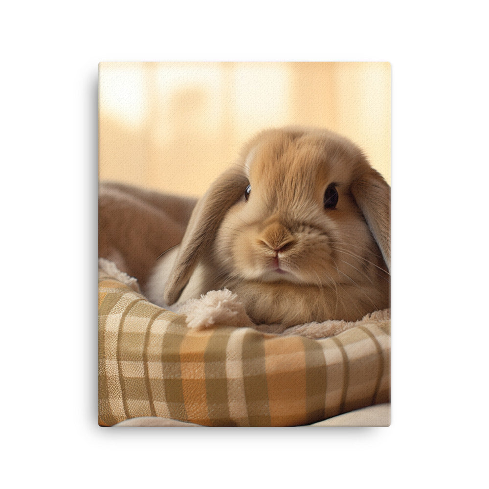 Mini Lop Bunny in a Cozy Setting Canvas - PosterfyAI.com