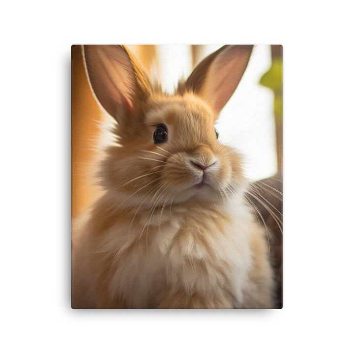 Lionhead Bunny in a Cozy Setting Canvas - PosterfyAI.com