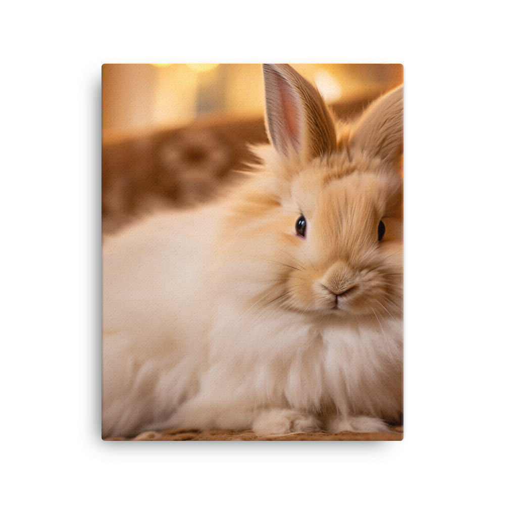 Lionhead Bunny in a Cozy Setting Canvas - PosterfyAI.com