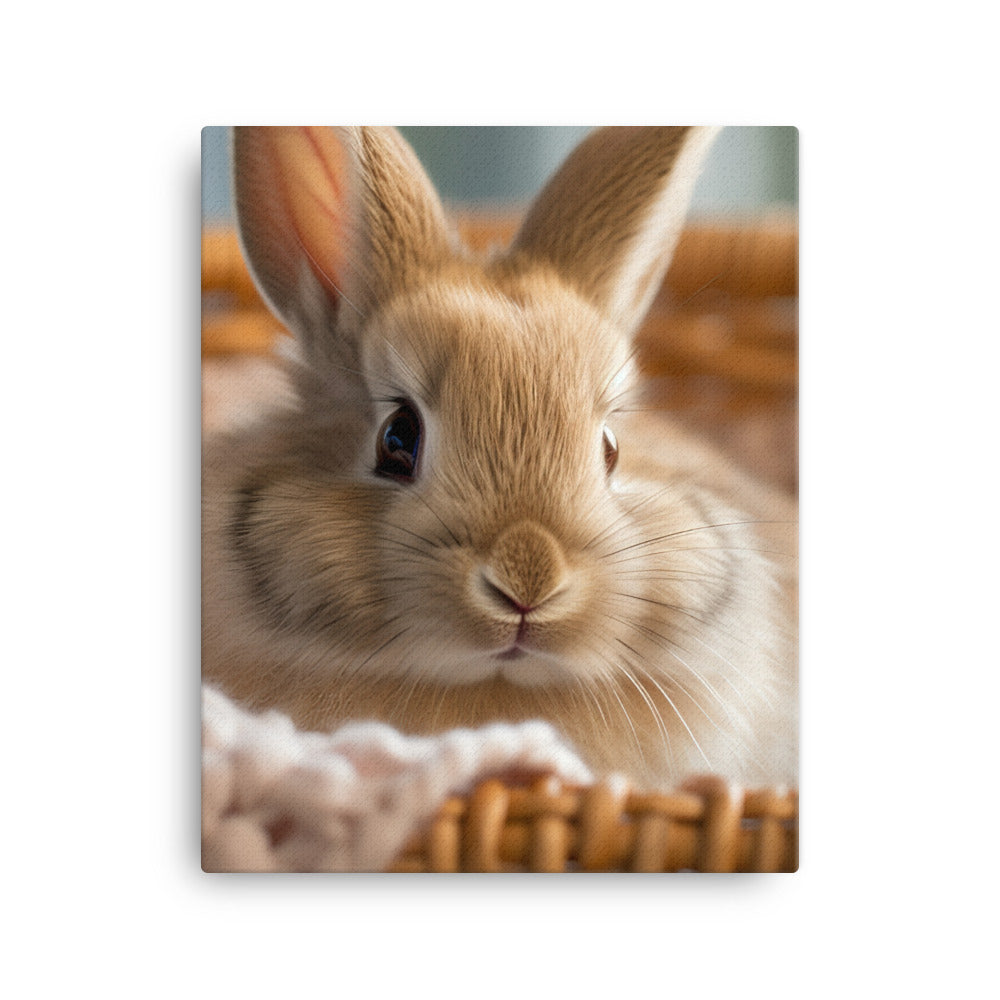Jersey Wooly Bunny in a Cozy Setting Canvas - PosterfyAI.com