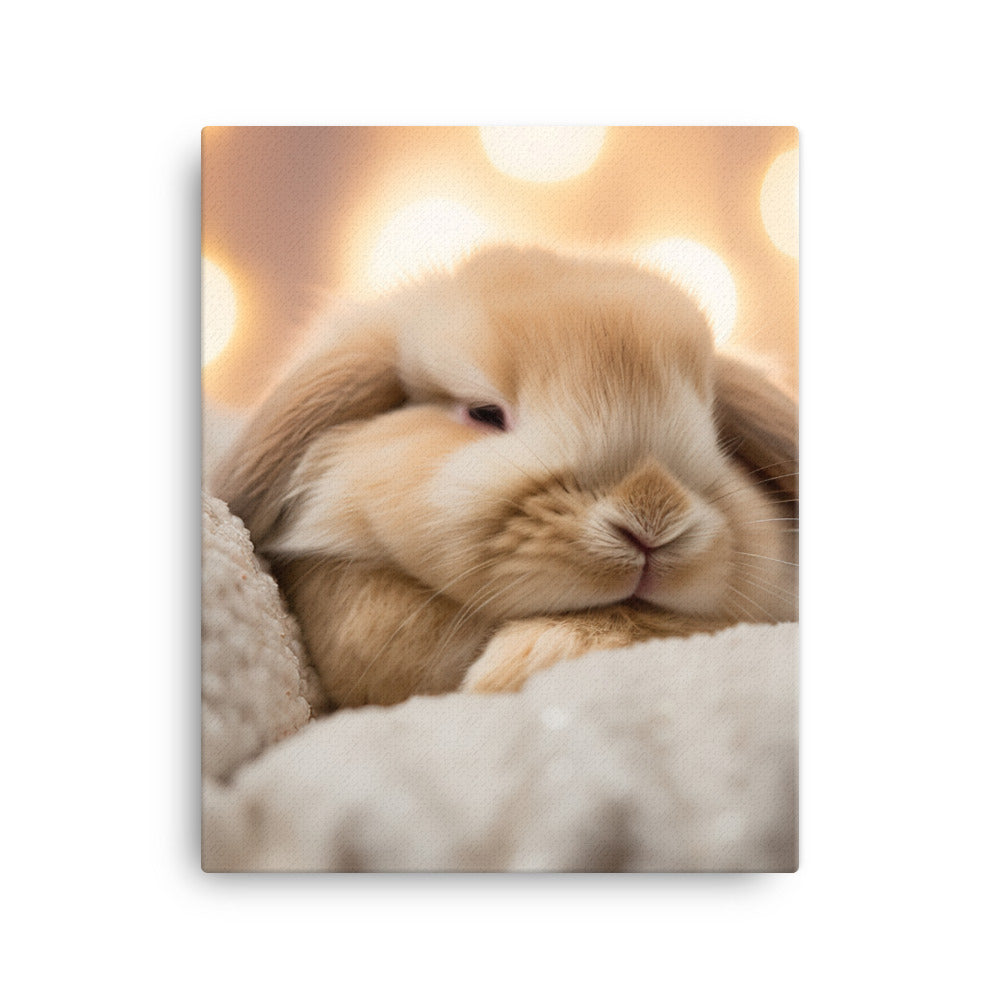 Holland Lop Bunny in a Cozy Setting Canvas - PosterfyAI.com
