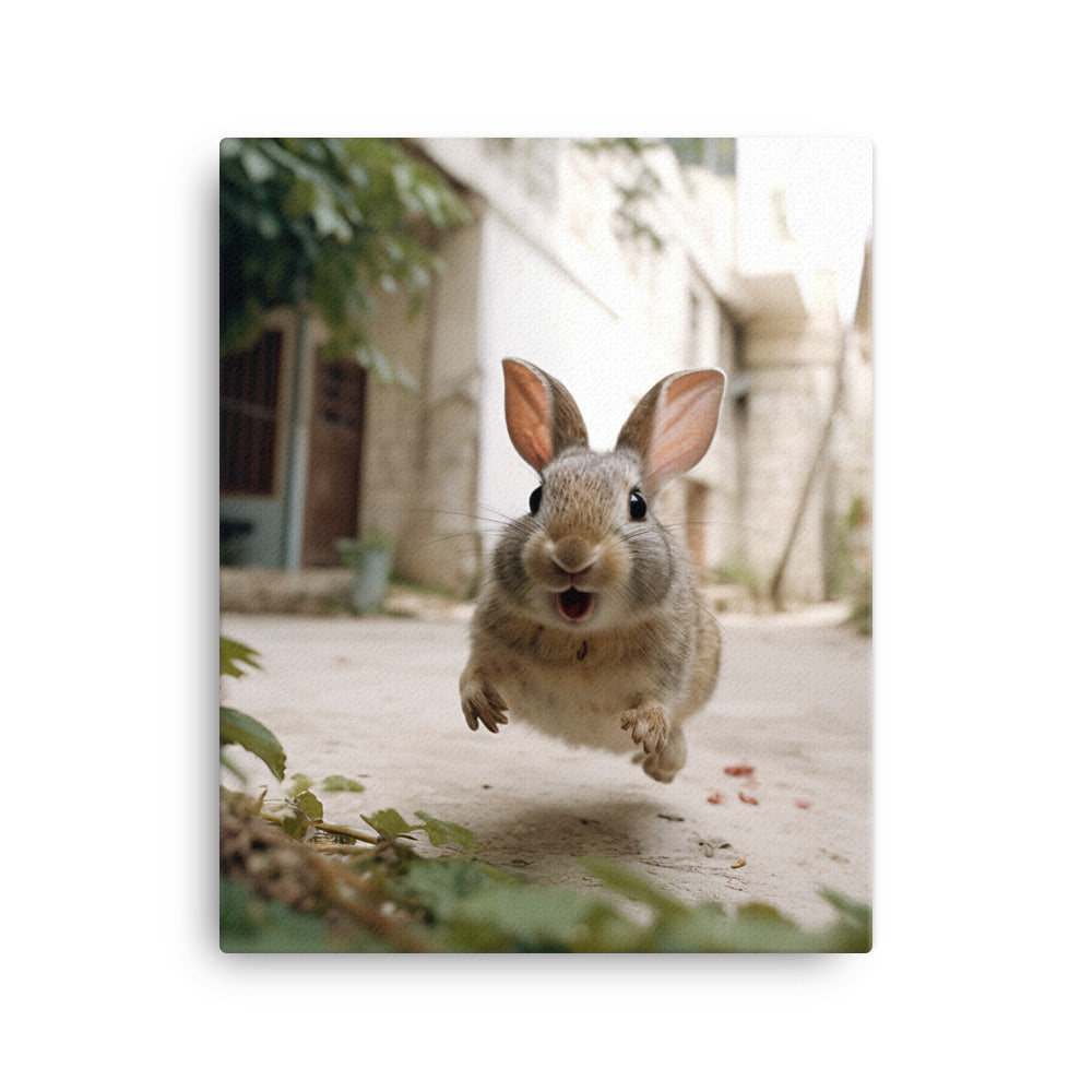 Havana Bunny Enjoying a Playful Hop Canvas - PosterfyAI.com