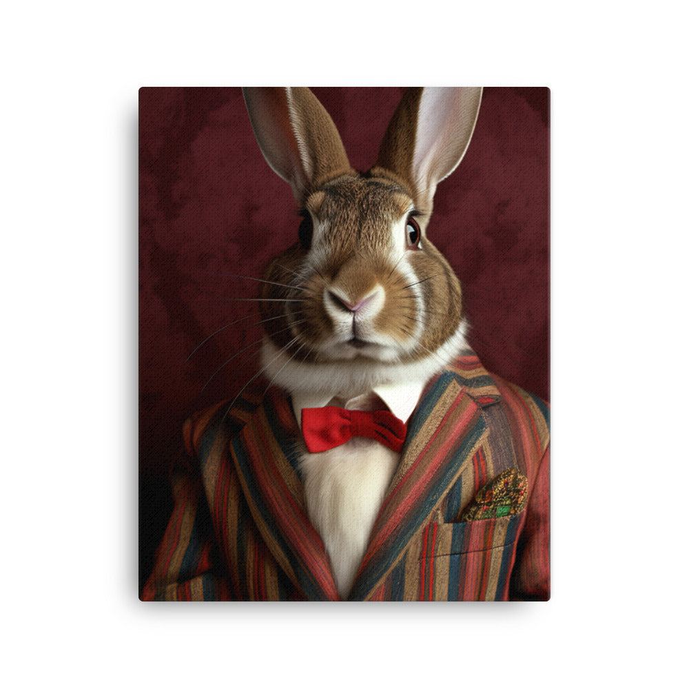 Harlequin Bunny with a Stylish Pose Canvas - PosterfyAI.com