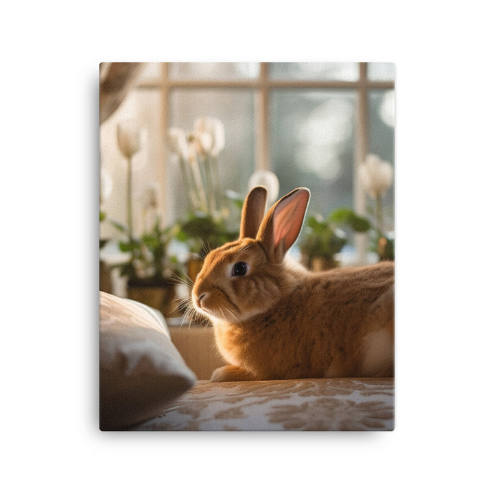 Dutch Bunny in a Cozy Setting Canvas - PosterfyAI.com